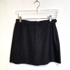 MARK EISEN Black Metallic Wool Mini Skirt Vintage 90s